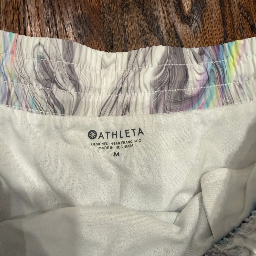 Athleta Mesh Racer Run Mid Rise Shorts - Picture 2 of 3